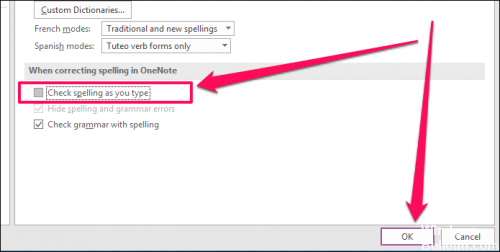 spell check in onenote for mac